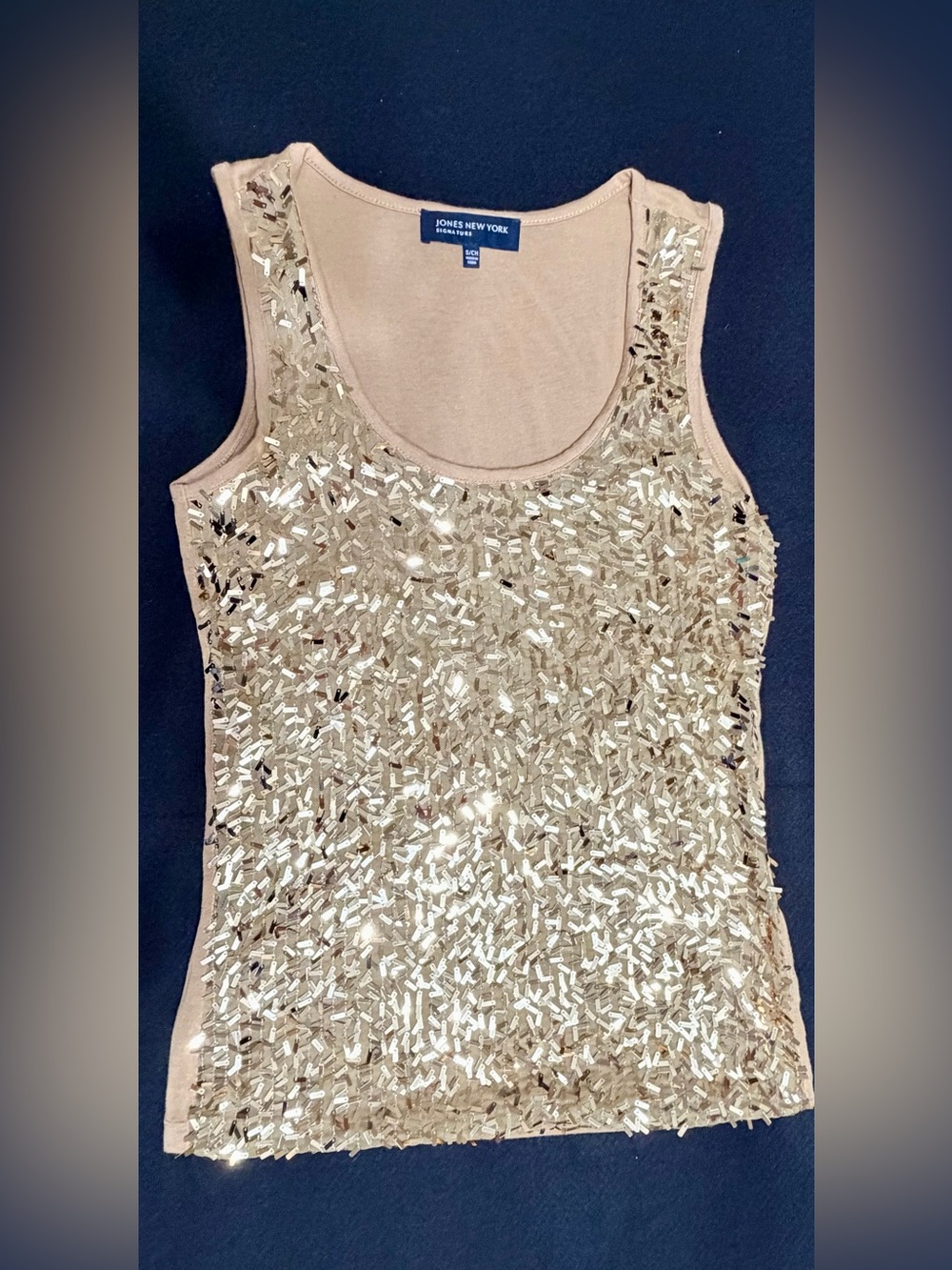 Jones New York Gold Sequin Embellished Tank Top